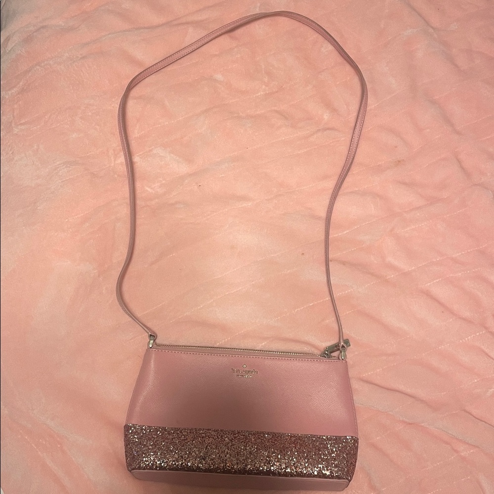 Kate Spade Pink and Gold Glitter Crossbody Bag